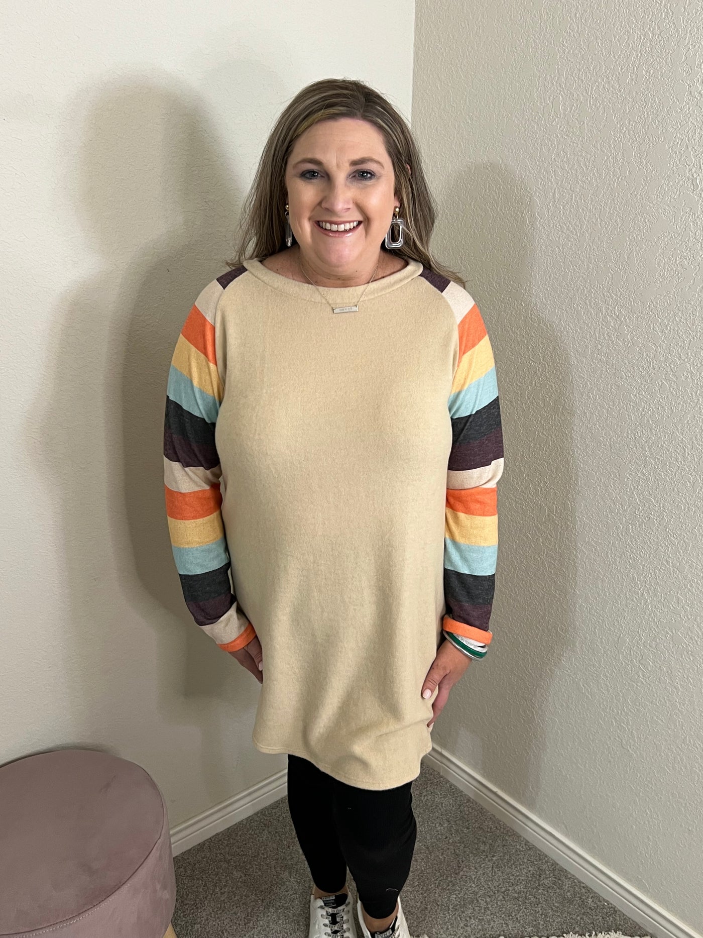 Fall Stripe Sleeve Tunic