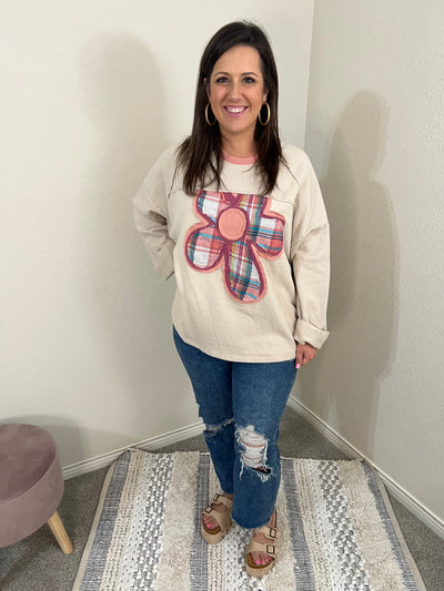 Plaid Flower Sweatshirt