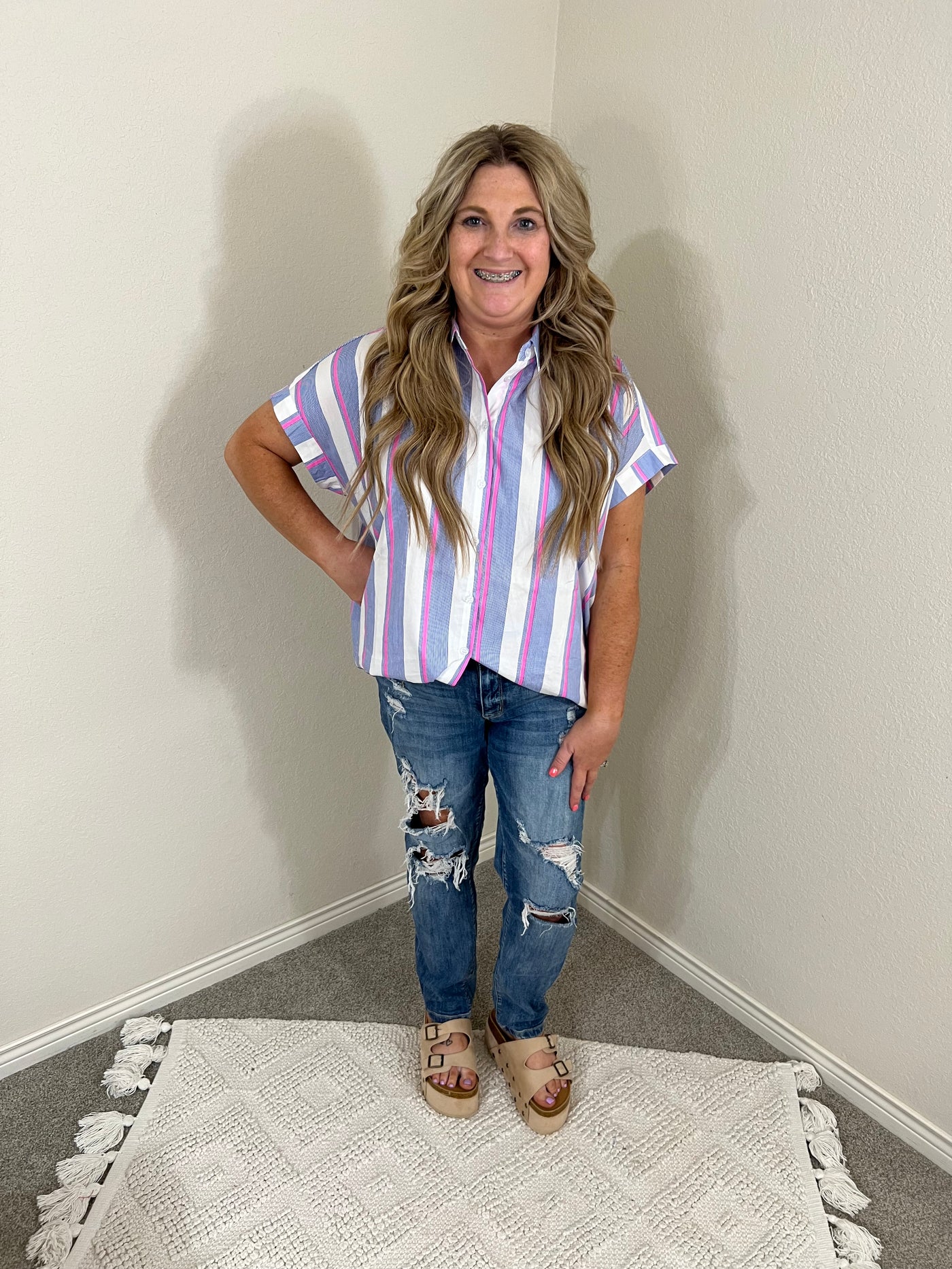 Bold Stripe Button Down