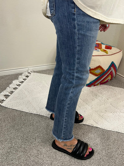 Risen Medium Wash Straight Jeans