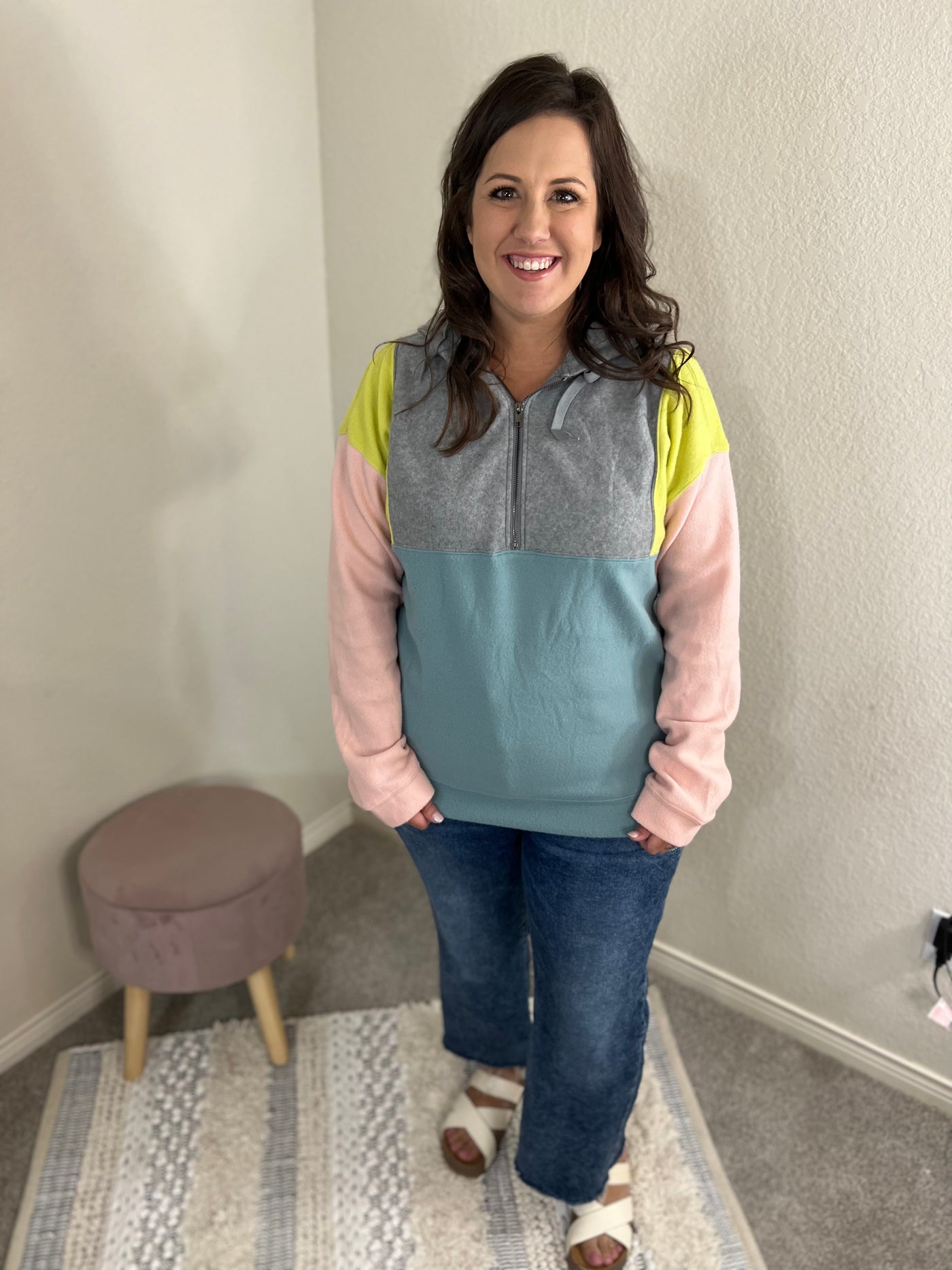 Colorblock Quarter Zip Pullover