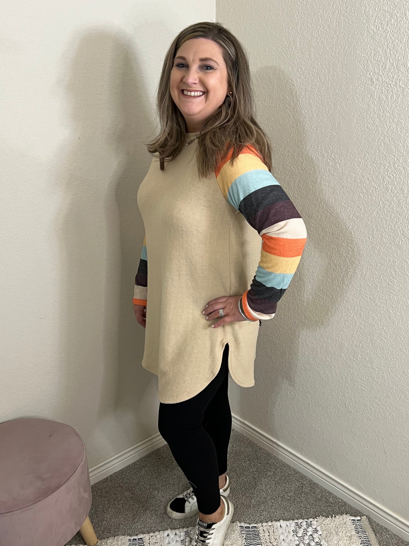 Fall Stripe Sleeve Tunic