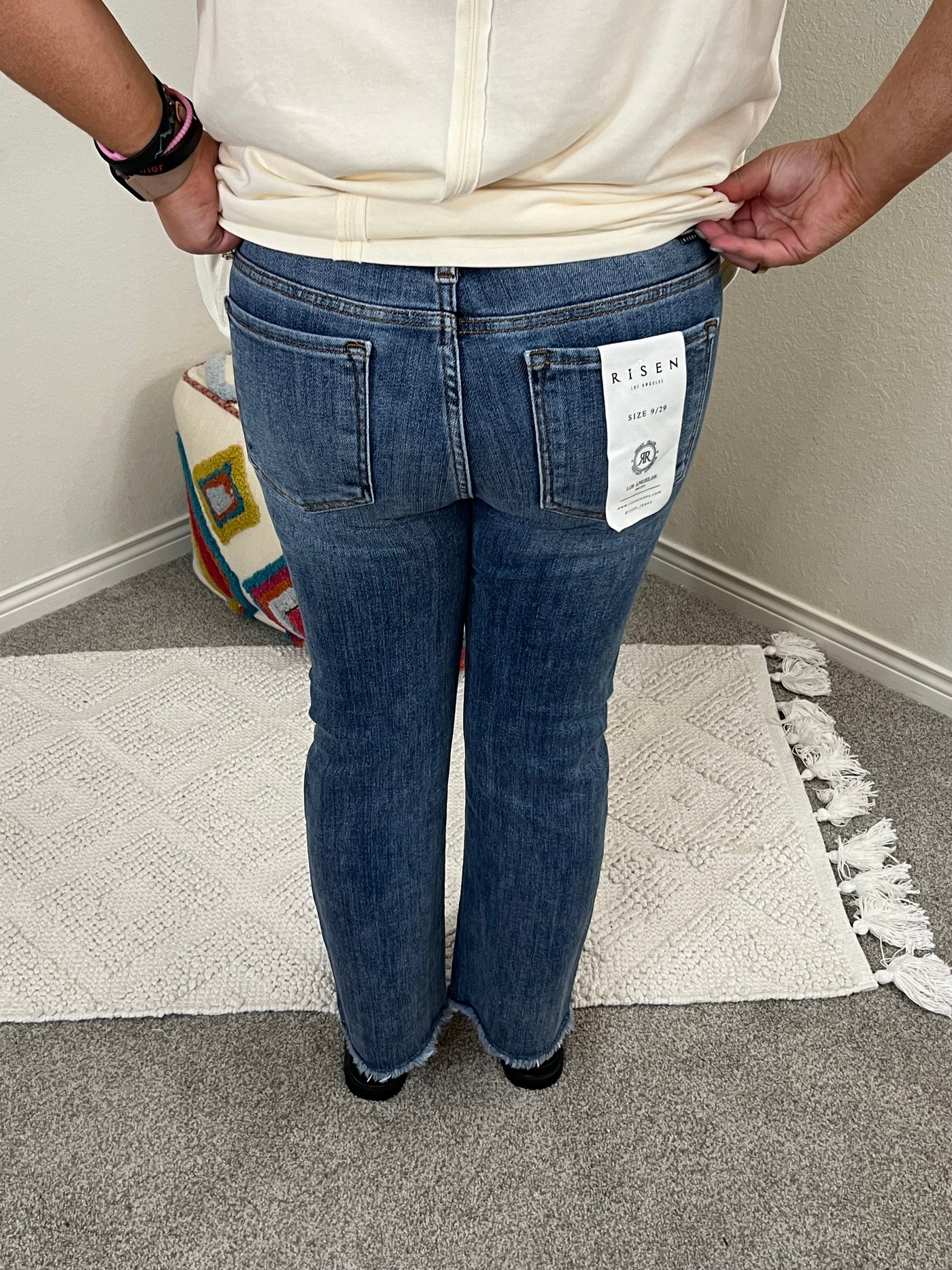 Risen Medium Wash Straight Jeans