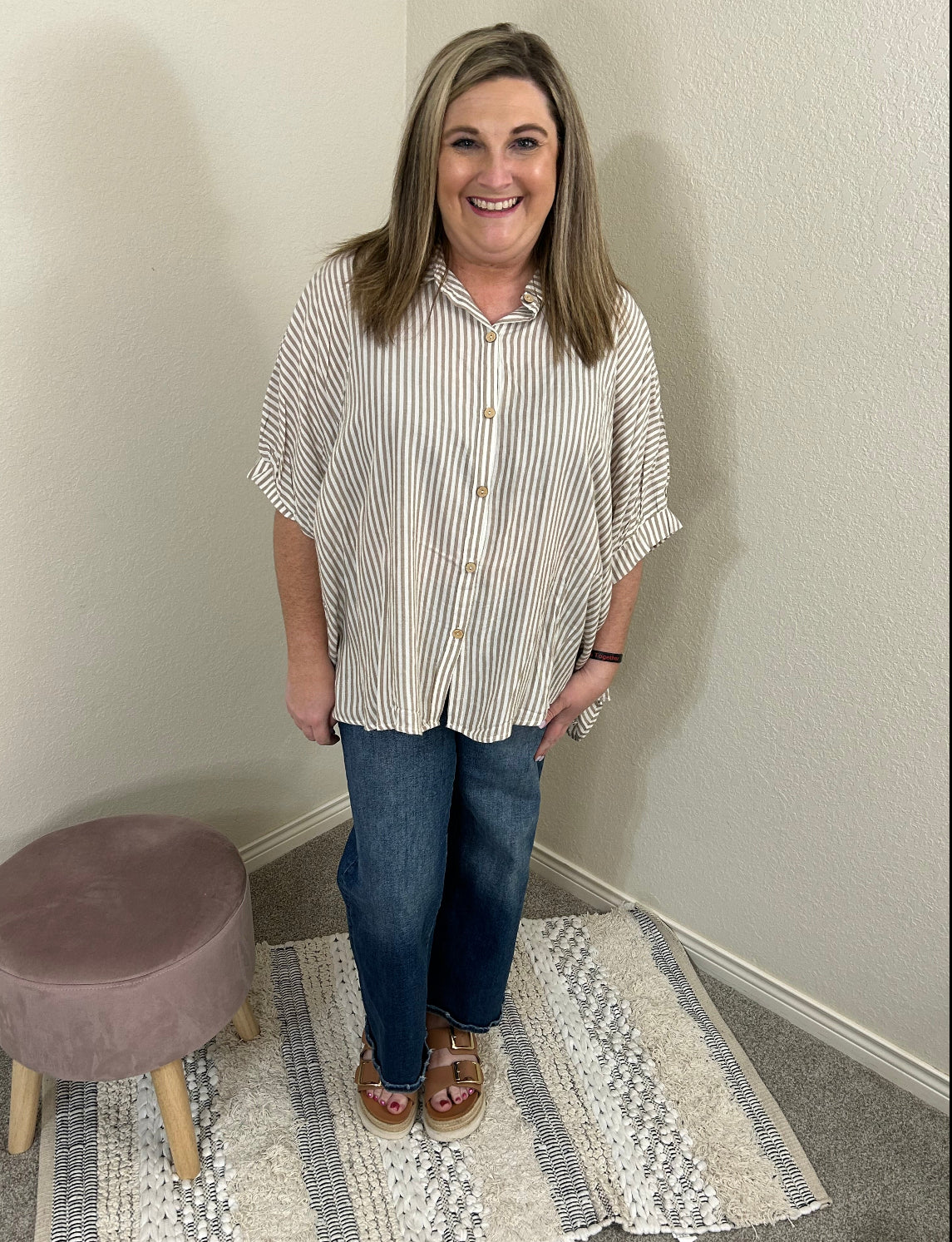 Oatmeal Stripe Button Down