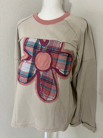 Plaid Flower Sweatshirt