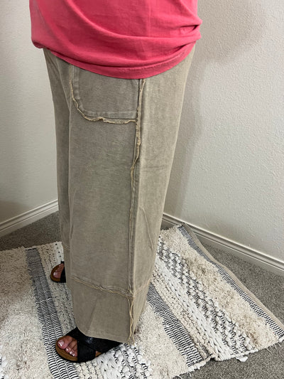 Mineral Washed Wide Leg Pants